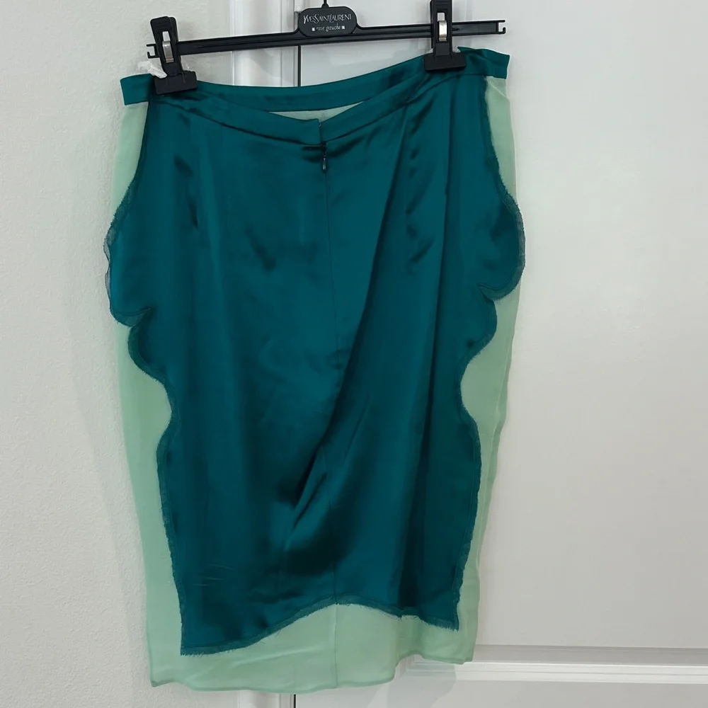 Yves Saint Laurent Teal Pencil Skirt - Picture 8 of 12